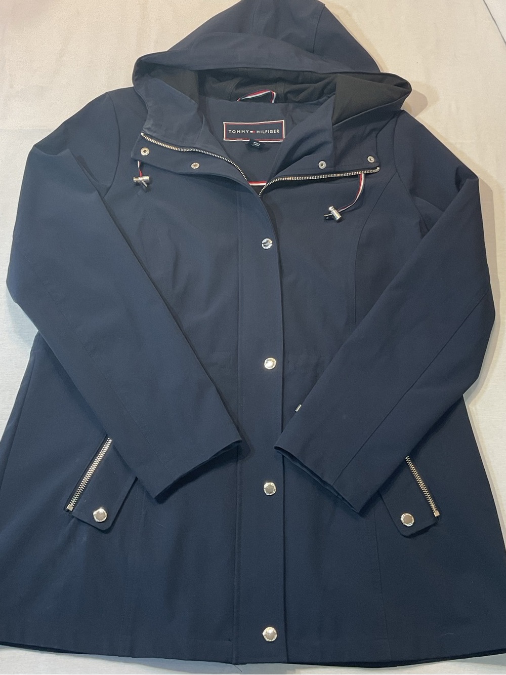 Tommy Hilfiger Navy Hooded Utility Jacket Anorak Raincoat Size L‎ Europe